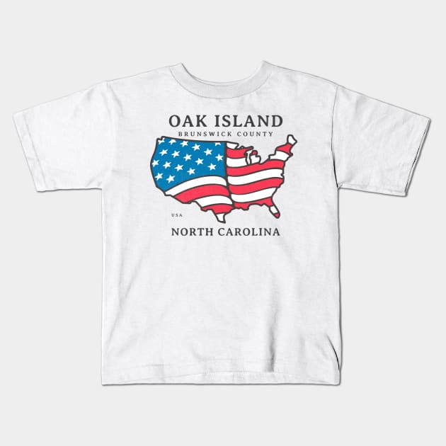 Oak Island, NC Summer Patriotic Pride This Fourth Kids T-Shirt by Contentarama